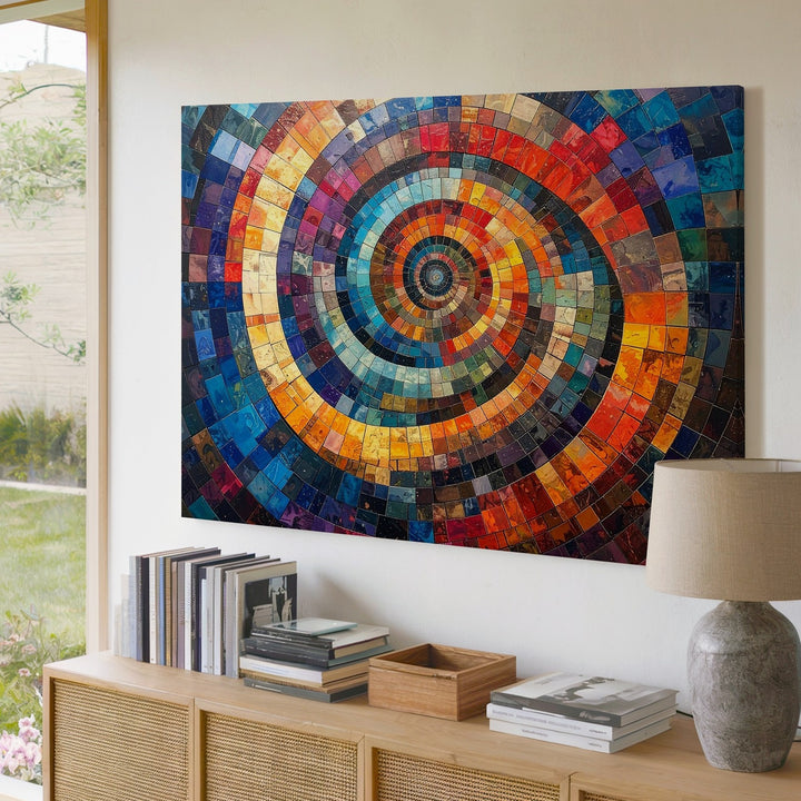 Vibrant Spiral Mosaic Canvas – Colorful Geometric Abstract Wall Art - Gifitto