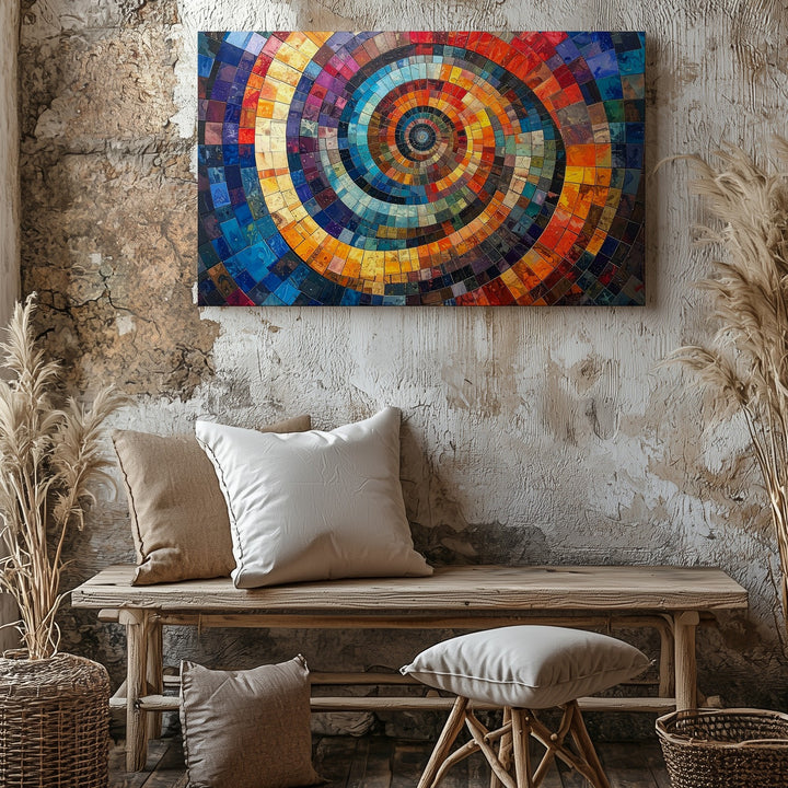 Vibrant Spiral Mosaic Canvas – Colorful Geometric Abstract Wall Art - Gifitto