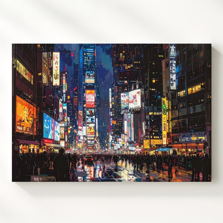Neon City Lights Canvas – Futuristic Night Street Scene Wall Art - Gifitto