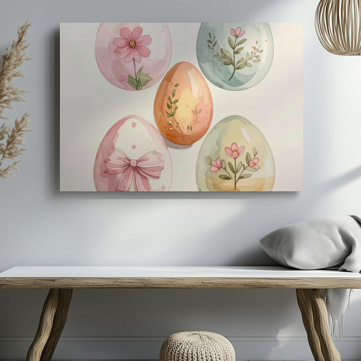 Pastel Easter Egg Canvas – Gentle Spring Wall Art - Gifitto