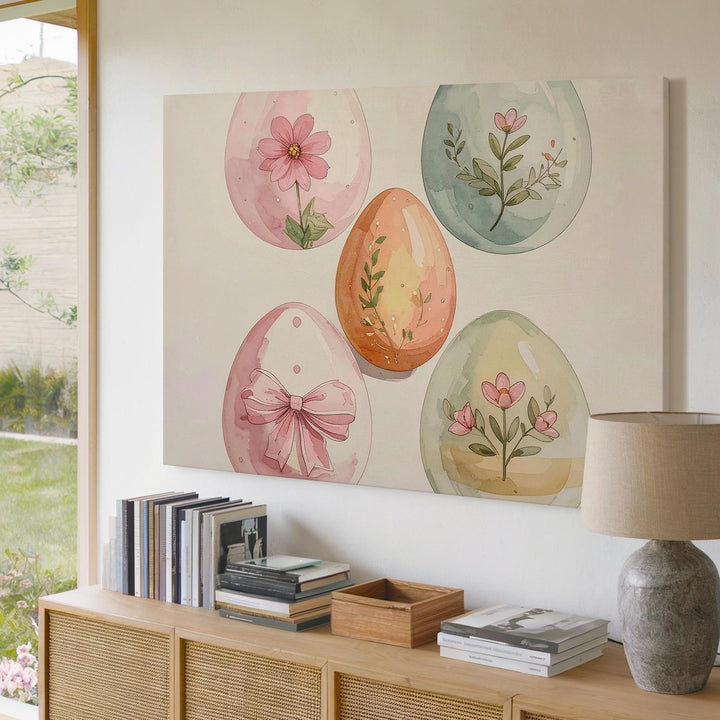 Pastel Easter Egg Canvas – Gentle Spring Wall Art - Gifitto