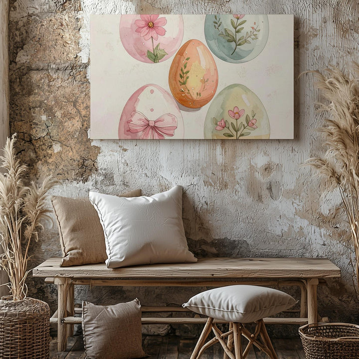 Pastel Easter Egg Canvas – Gentle Spring Wall Art - Gifitto