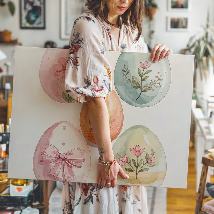 Pastel Easter Egg Canvas – Gentle Spring Wall Art - Gifitto