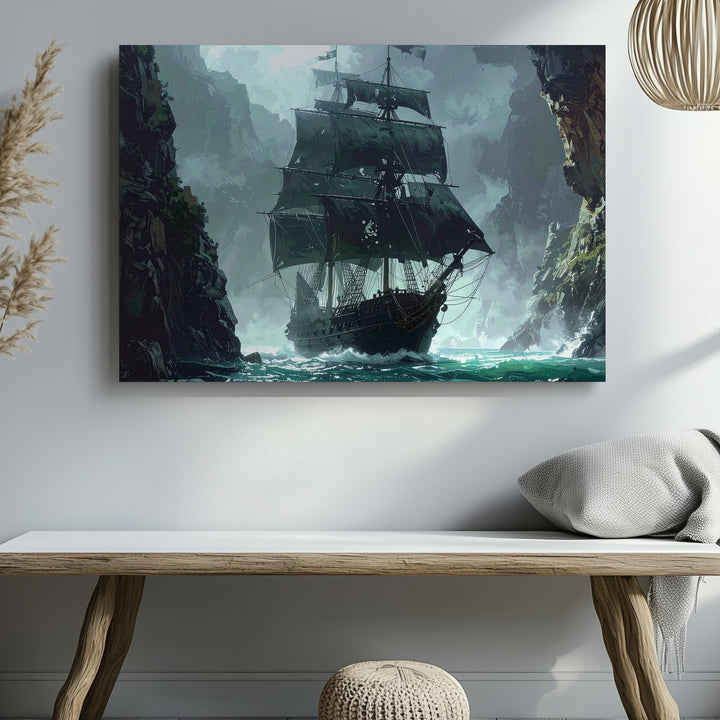 Ghost Pirate Ship Canvas – Dramatic Maritime Adventure Wall Art - Gifitto