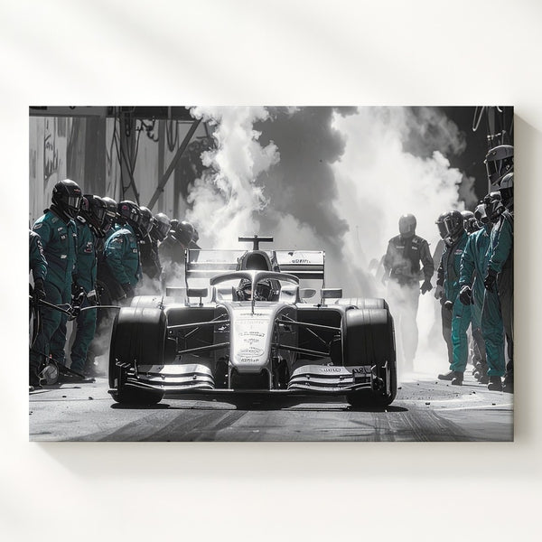 F1 Pit Stop Canvas – Mercedes-AMG Petronas Frozen in Motion Wall Art - Gifitto