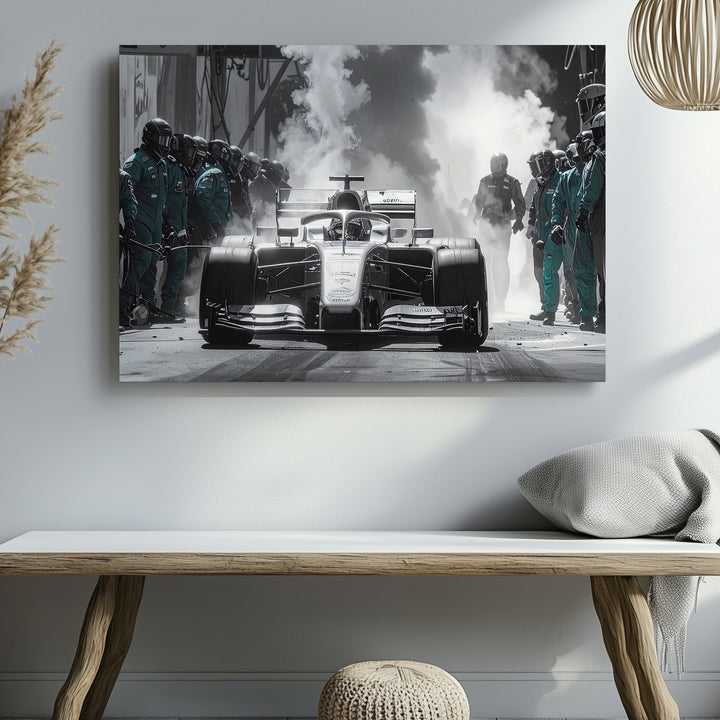 F1 Pit Stop Canvas – Mercedes-AMG Petronas Frozen in Motion Wall Art - Gifitto