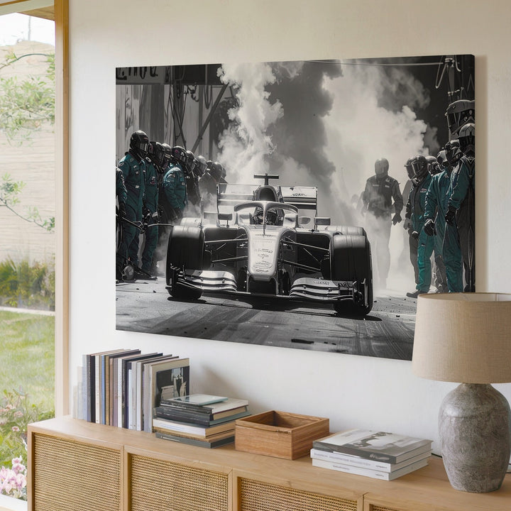 F1 Pit Stop Canvas – Mercedes-AMG Petronas Frozen in Motion Wall Art - Gifitto