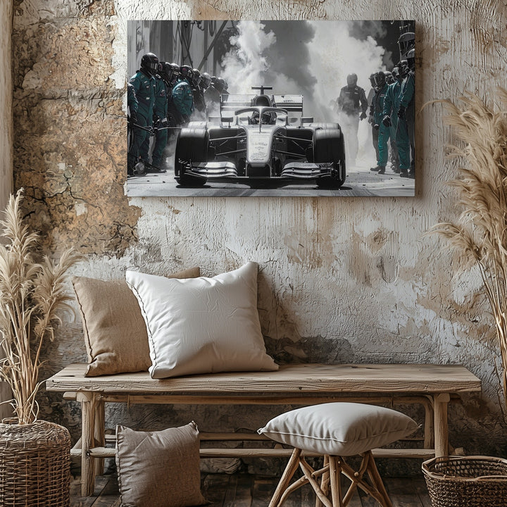F1 Pit Stop Canvas – Mercedes-AMG Petronas Frozen in Motion Wall Art - Gifitto