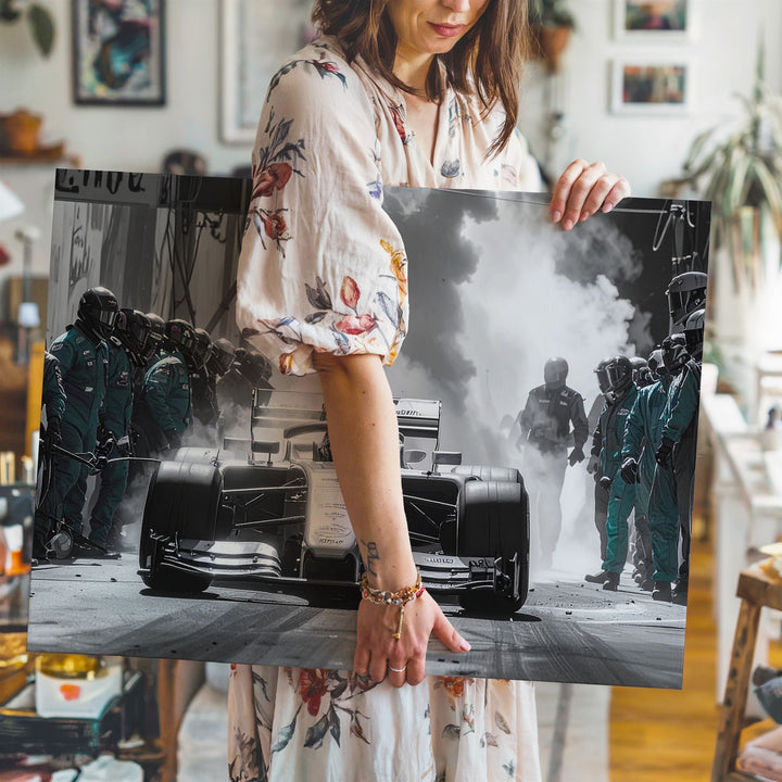 F1 Pit Stop Canvas – Mercedes-AMG Petronas Frozen in Motion Wall Art - Gifitto