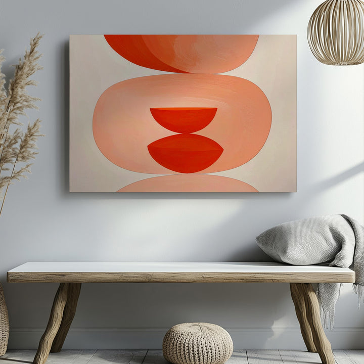 Bold Bowtie Trio Canvas – Minimalist Red-Orange Geometric Art - Gifitto