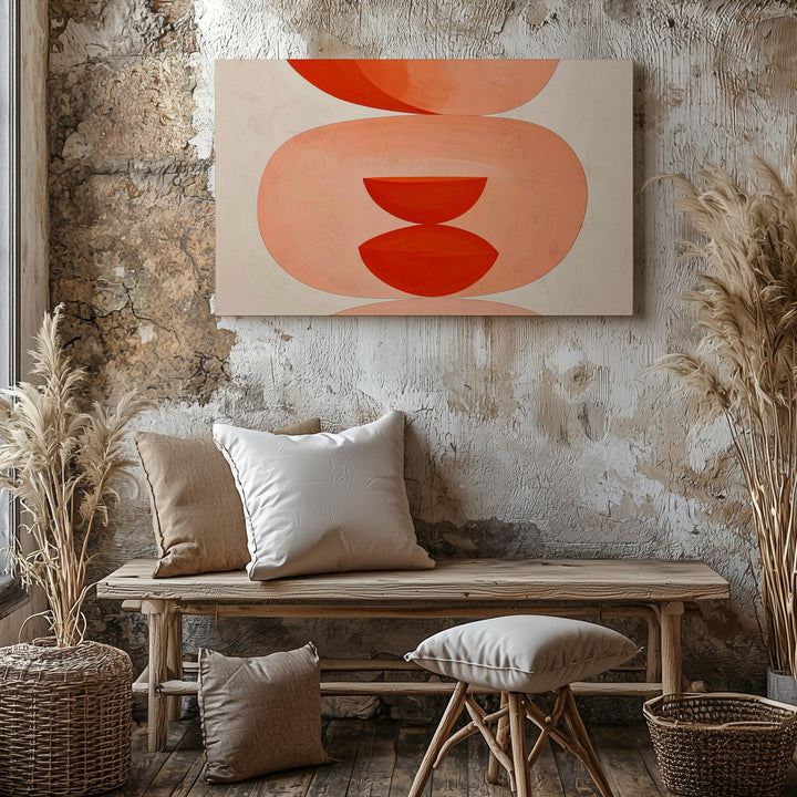 Bold Bowtie Trio Canvas – Minimalist Red-Orange Geometric Art - Gifitto