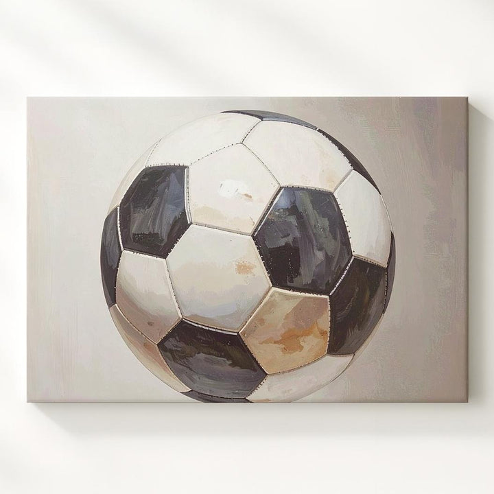 Realistic Black & White Soccer Ball Canvas – Sports-Themed Wall Art - Gifitto