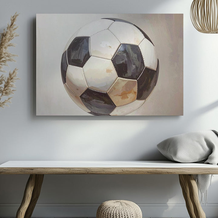 Realistic Black & White Soccer Ball Canvas – Sports-Themed Wall Art - Gifitto