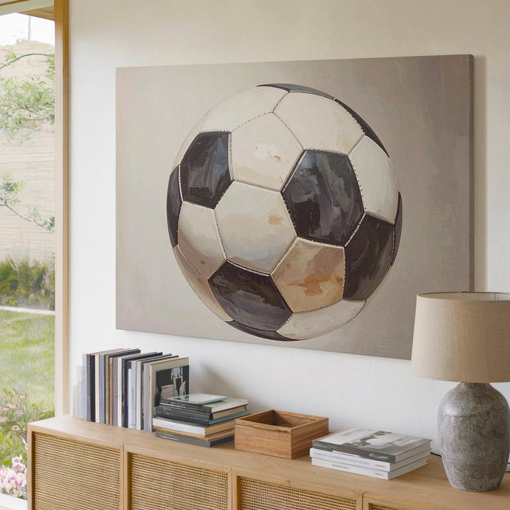 Realistic Black & White Soccer Ball Canvas – Sports-Themed Wall Art - Gifitto