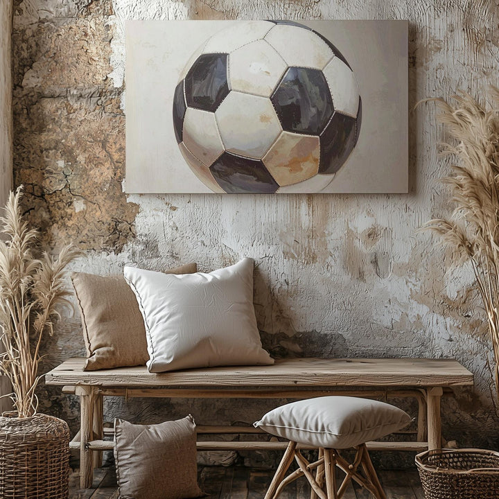 Realistic Black & White Soccer Ball Canvas – Sports-Themed Wall Art - Gifitto