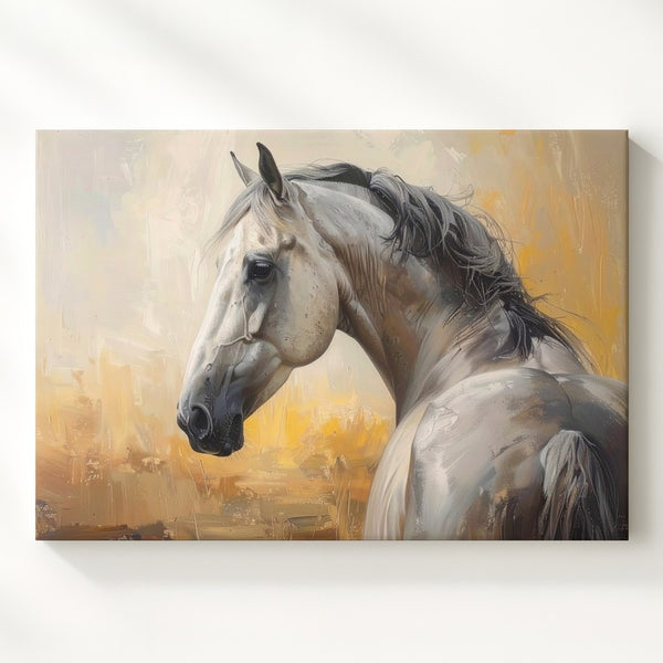 Whispering Grace Canvas – Soft Pastel Horse in Thoughtful Pose - Gifitto