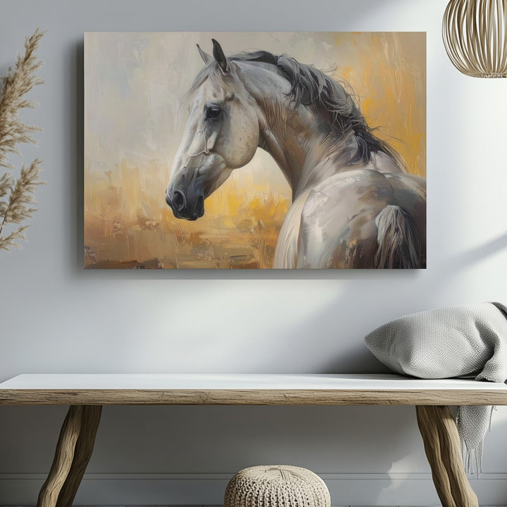 Whispering Grace Canvas – Soft Pastel Horse in Thoughtful Pose - Gifitto
