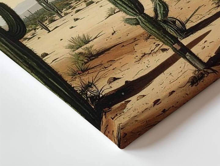Desert Stillness Canvas – Surreal Cactus Landscape in Vintage Pastel Tones - Gifitto