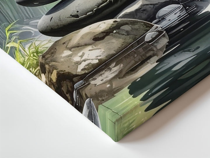 Zen Stone Stack & Bamboo Canvas – Minimalist Forest Art of Balance & Calm - Gifitto