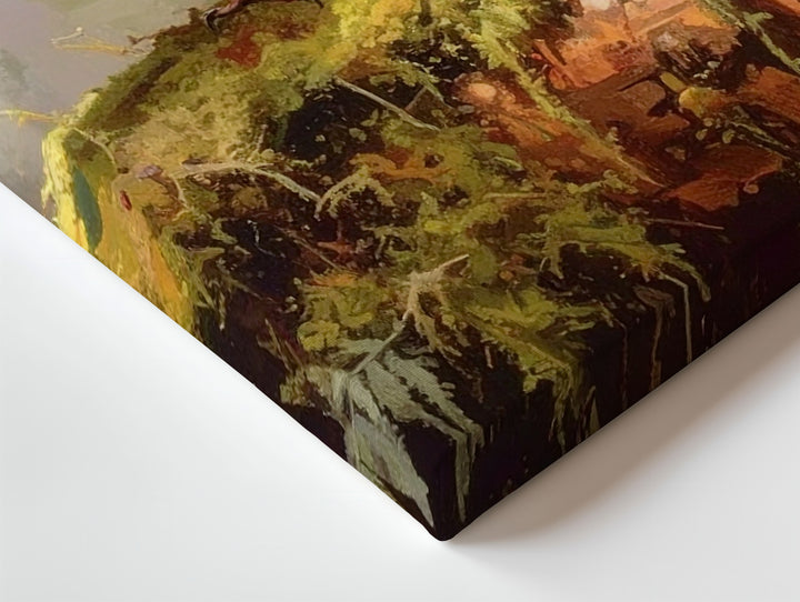 Woodland Bird on Mossy Log Canvas – Serene Forest Scene of Stillness & Nature - Gifitto