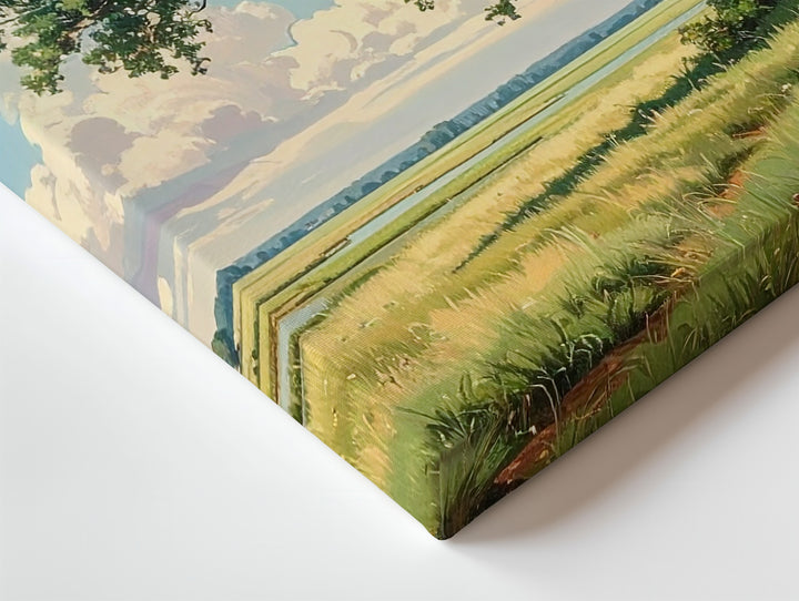 Solitary Tree in Meadow Canvas – Peaceful Rural Landscape with Blue Sky & Soft Light - Gifitto