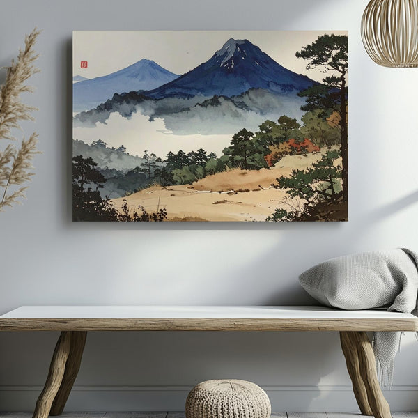 Minimalist Watercolor Mountain Canvas – Soft Ink-Inspired Landscape of Balance & Calm - Gifitto