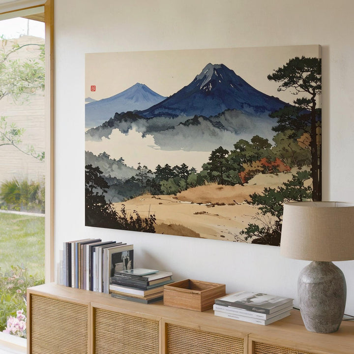 Minimalist Watercolor Mountain Canvas – Soft Ink-Inspired Landscape of Balance & Calm - Gifitto