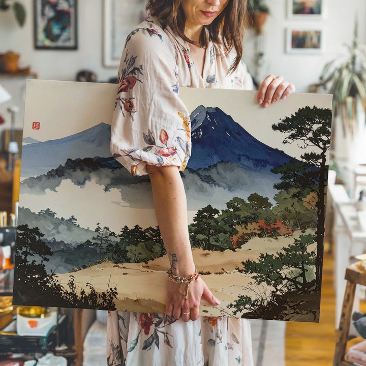 Minimalist Watercolor Mountain Canvas – Soft Ink-Inspired Landscape of Balance & Calm - Gifitto