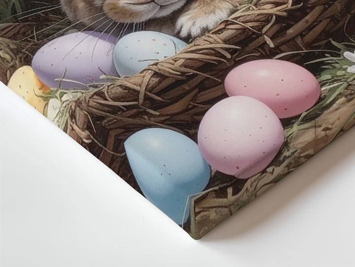 Easter Rabbit in Basket Canvas – Serene Spring Wall Art - Gifitto