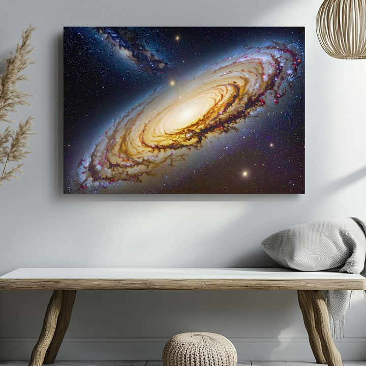 Edge-On Spiral Galaxy Canvas – Golden Disk & Stellar Stream in Deep Space - Gifitto