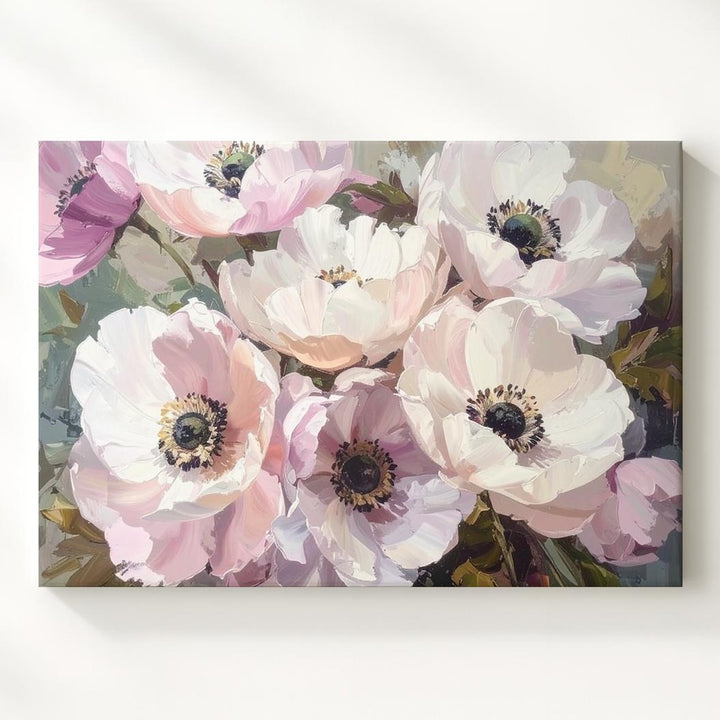 Delicate Anemone Floral Canvas – Soft, Romantic Nursery Wall Art - Gifitto