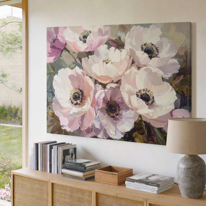 Delicate Anemone Floral Canvas – Soft, Romantic Nursery Wall Art - Gifitto