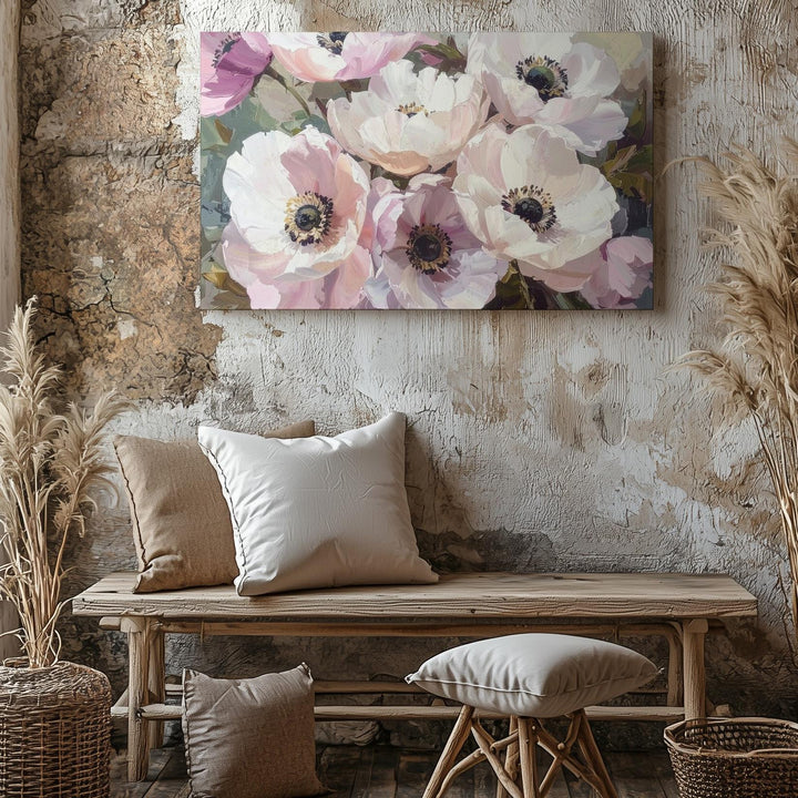 Delicate Anemone Floral Canvas – Soft, Romantic Nursery Wall Art - Gifitto