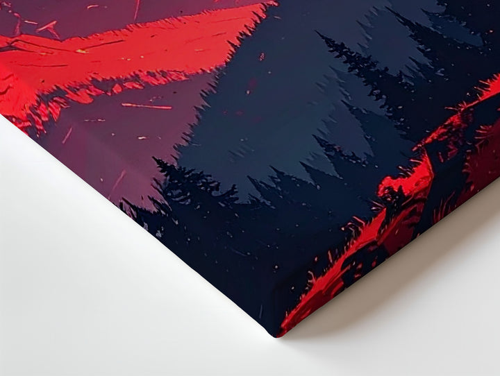 Crimson Dream Mountains Canvas – Surreal Sunset Fantasy Landscape Art - Gifitto