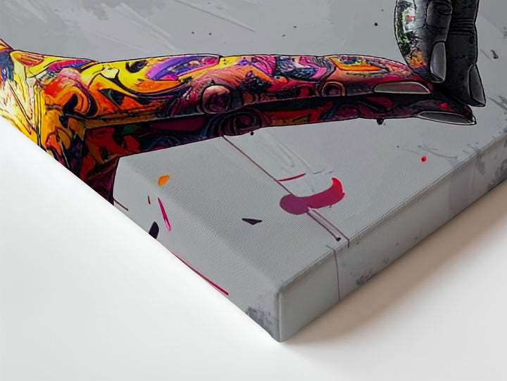 Contrasting Love Canvas – Abstract Hands Forming Heart with Graffiti and Mechanic Elements - Gifitto