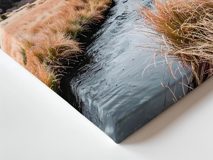 Creek Through Autumn Field Canvas – Tranquil Mountain Landscape of Seasonal Transition - Gifitto