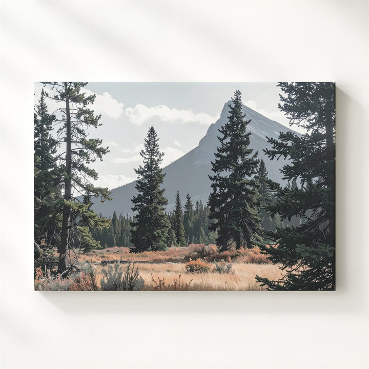 Woodland Clearing & Mountain Peak Canvas – Serene Forest Landscape of Solitude & Strength - Gifitto