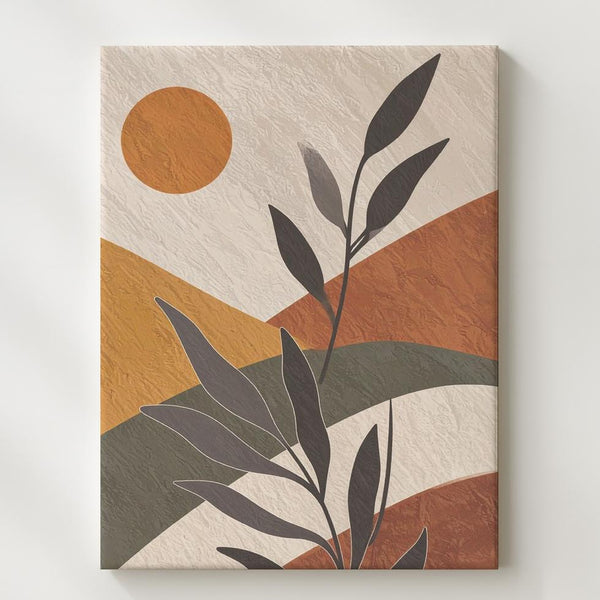Stylized Desert Canvas – Geometric & Botanical Abstract Art