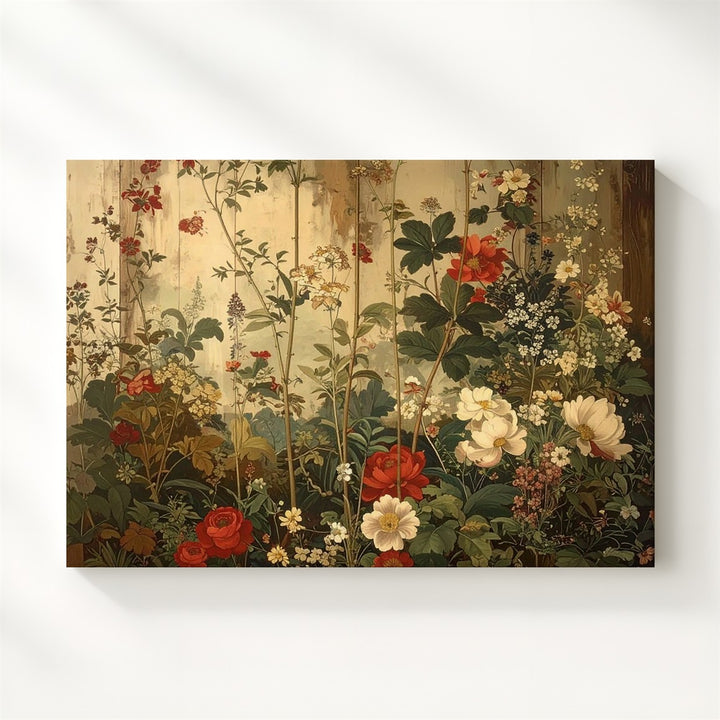 Vintage Wildflower Botanical Canvas – Rustic Floral Illustration with Antique Charm - Gifitto