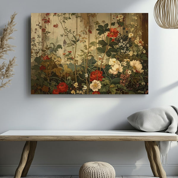 Vintage Wildflower Botanical Canvas – Rustic Floral Illustration with Antique Charm - Gifitto