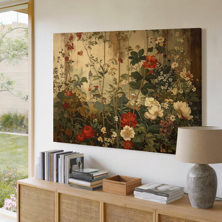 Vintage Wildflower Botanical Canvas – Rustic Floral Illustration with Antique Charm - Gifitto