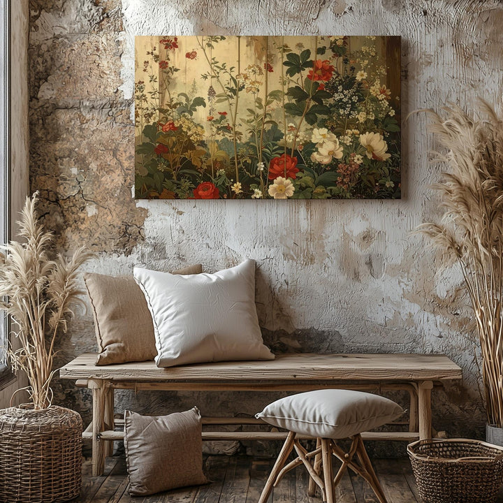 Vintage Wildflower Botanical Canvas – Rustic Floral Illustration with Antique Charm - Gifitto