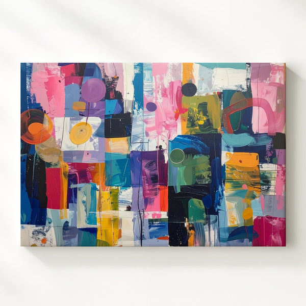 Urban Jazz Abstract Canvas – Vibrant Colorful Geometric Art - Gifitto