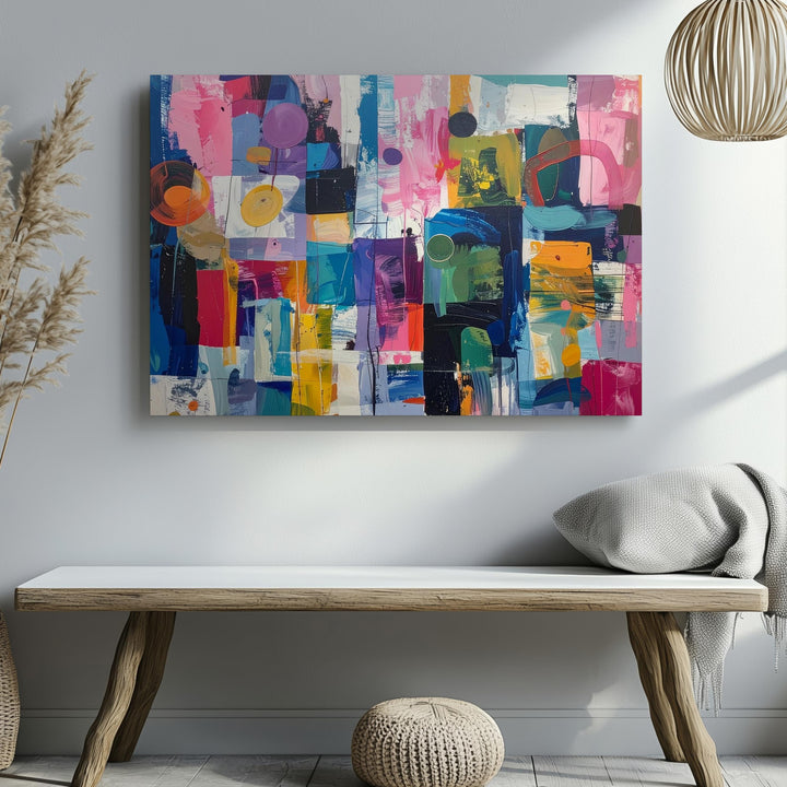 Urban Jazz Abstract Canvas – Vibrant Colorful Geometric Art - Gifitto