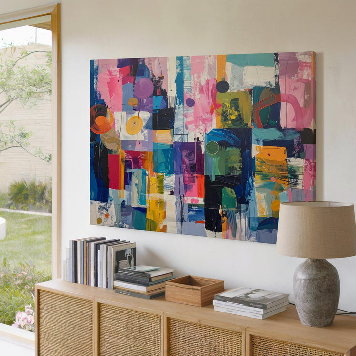 Urban Jazz Abstract Canvas – Vibrant Colorful Geometric Art - Gifitto