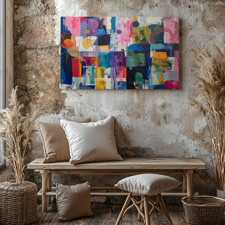 Urban Jazz Abstract Canvas – Vibrant Colorful Geometric Art - Gifitto