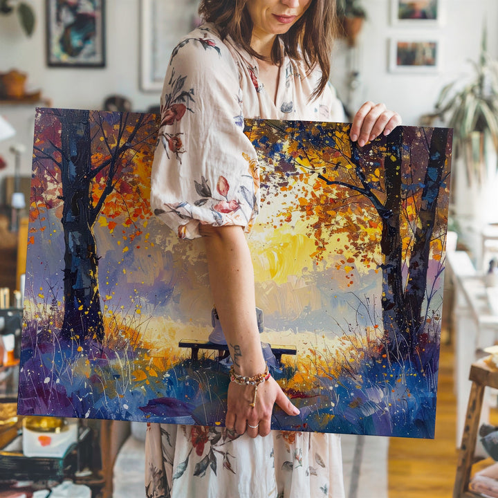 Golden Love Canvas – Romantic Couple Under Trees in Dreamy Light - Gifitto