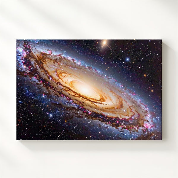 Angled Andromeda Galaxy Canvas – Golden Core with Spiral Arm Detail - Gifitto
