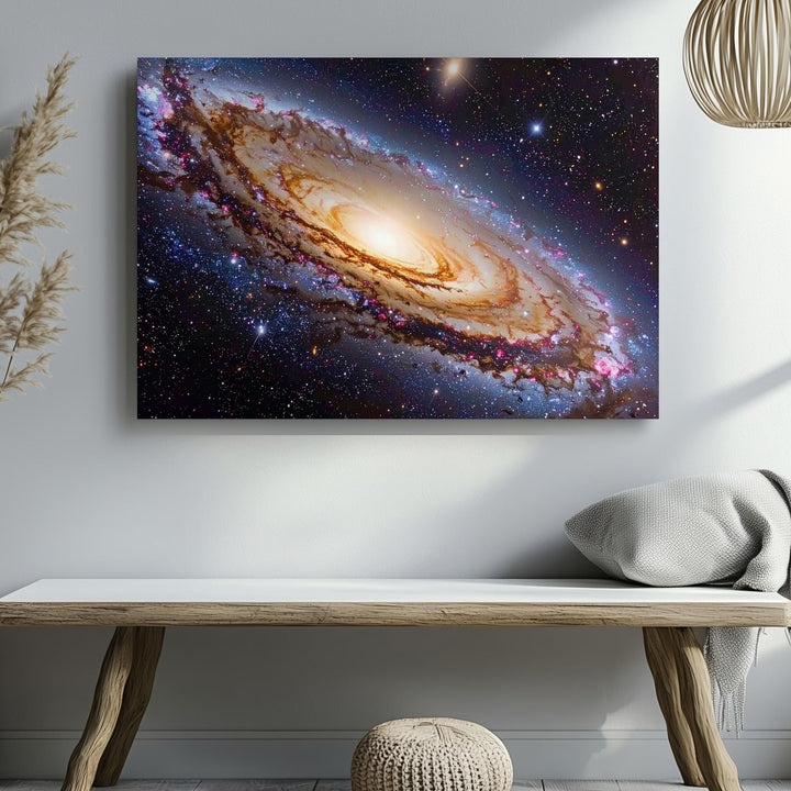 Angled Andromeda Galaxy Canvas – Golden Core with Spiral Arm Detail - Gifitto