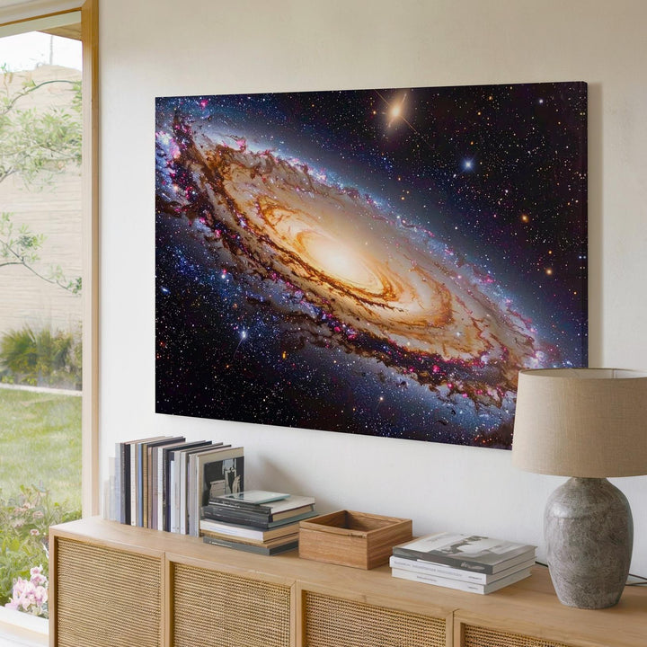 Angled Andromeda Galaxy Canvas – Golden Core with Spiral Arm Detail - Gifitto